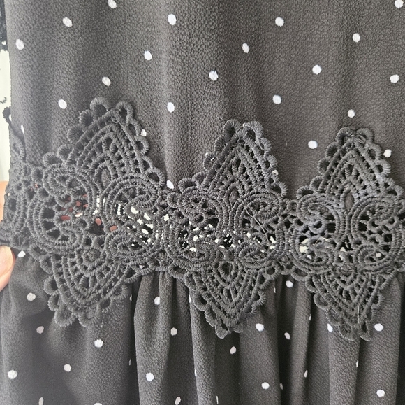 Lace Polka Dot Black Dress - Picture 3 of 8